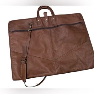 Suit Carrier Travel Garment Bag Suit Bag for Business Trip genuine leather brown